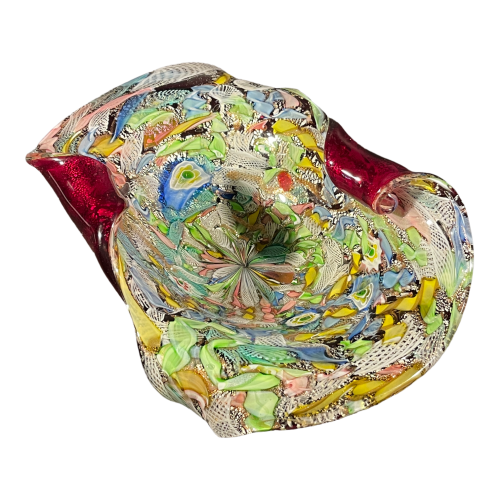 DINO MARTENS pour AURELIANO TOSO Murano, Grand Plat en Verre Tutti-Frutti Millefiori 1950