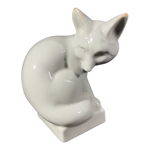 CERABEL Porcelaine Baudour, Sculpture Animalière Art Déco Fennec Renard, ca 1930