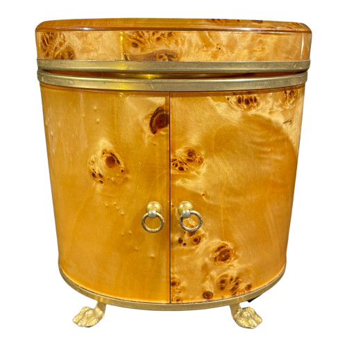 Smoking set, Italian design, burl walnut set resin, 1970s