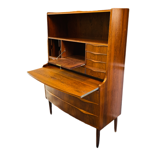 Meuble Bureau Secrétaire, Design Scandinave, Placage de Palissandre, 1960s