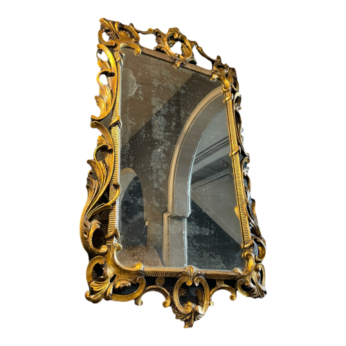 Louis XV Rocaille Carved (101cm), Stucco and Gilded Wood Rocaille Mirror, 19th century