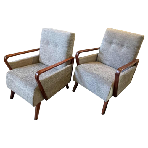 Pair of fully restored vintage armchairs, Czech Design, ca 1950