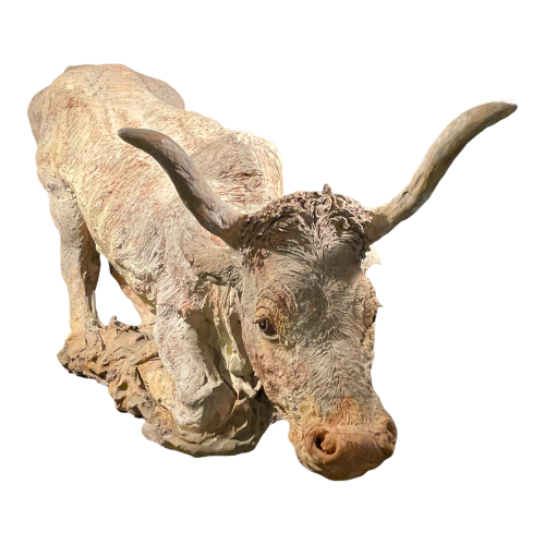 PIET PIJN, Grande Sculpture " Vache " Pièce Unique en Terre Cuite, ca 1940