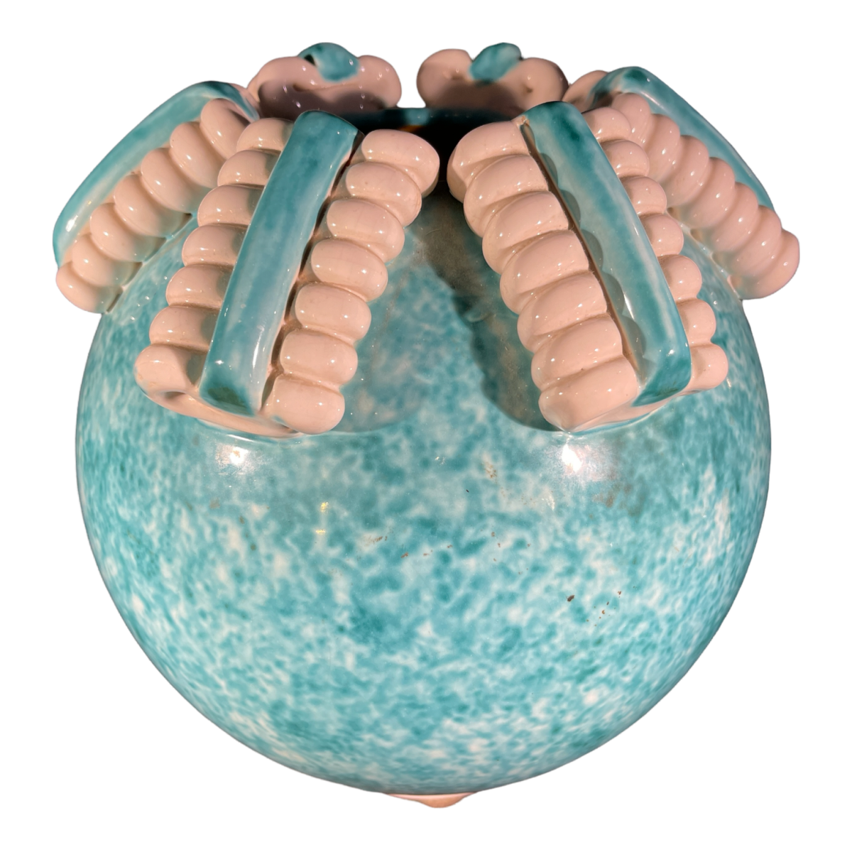 sainte-radegonde-vase-boule-c-ramique-turquoise-ruban-blanc-spirale