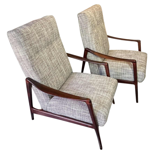 Pair of Fully Restored Vintage Armchairs, Scandinavian Design, ca 1950