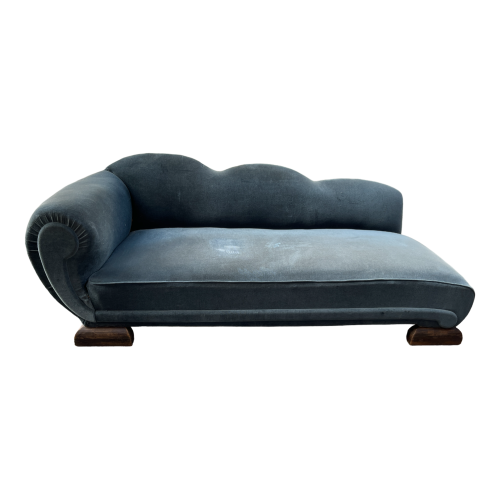 Récamier / méridienne / chaise longue / canapé Art Déco, tissus velours à nettoyer ou remplacer, ca 1930
