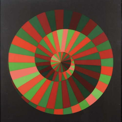 VICTOR VASARELY, Olympia Spirale, large original silkscreen print signed, 1972