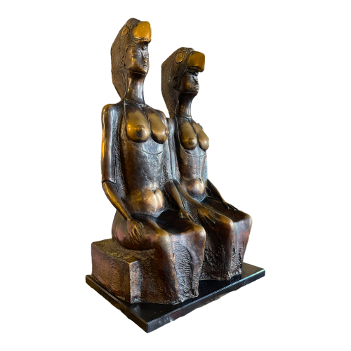 Jef Van Thuerenhout "The Birds" expressionist naked women sculpture, Bronze 1980