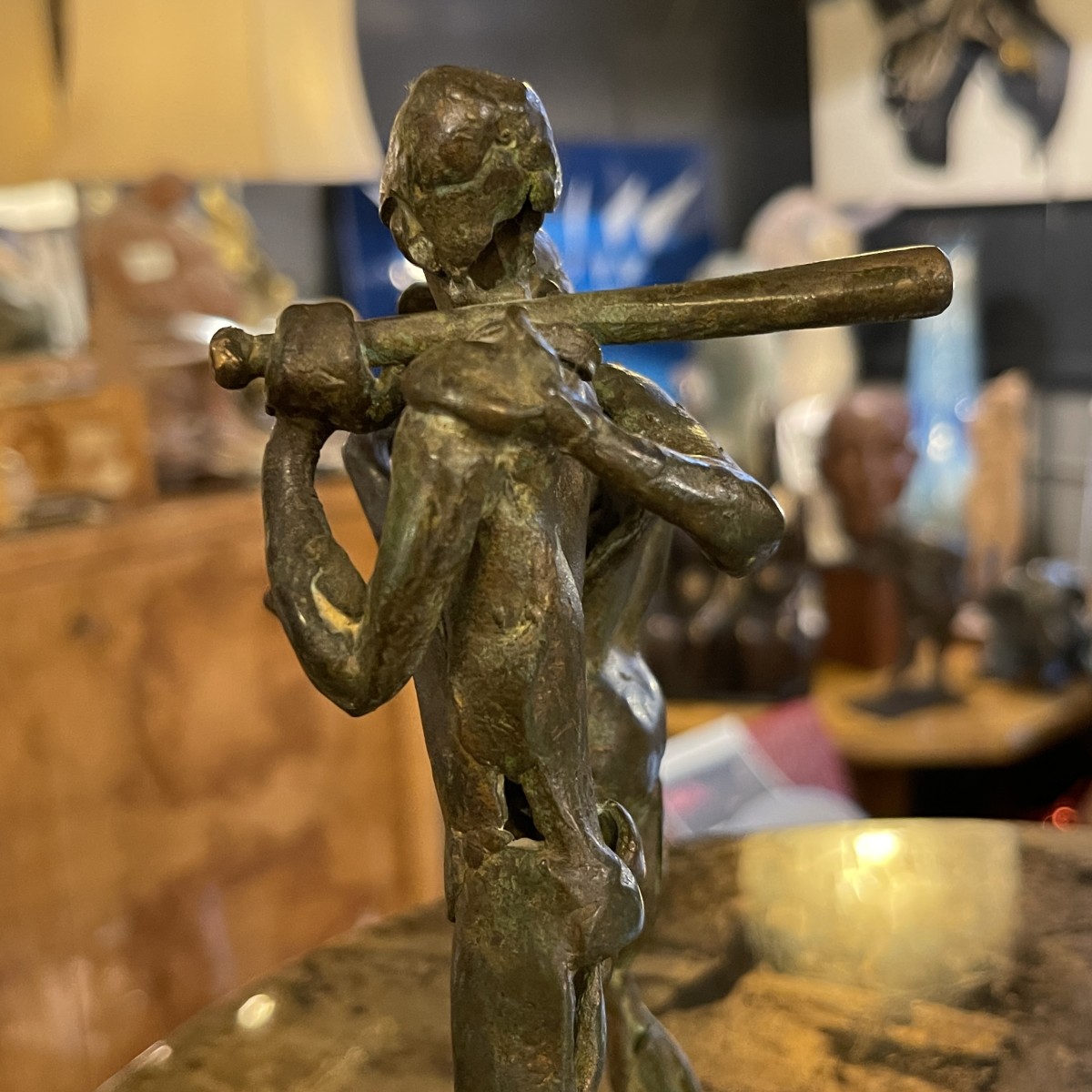 jean delcourt joueurs de baseball sculpture en bronze cire perdue