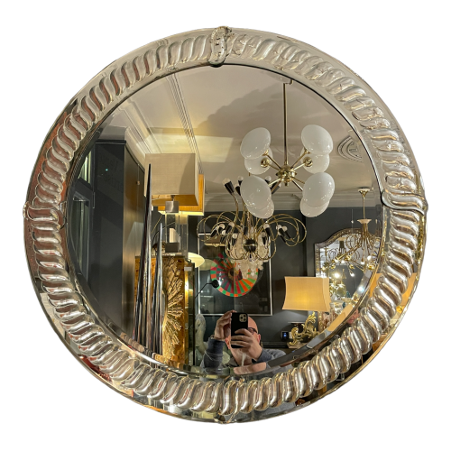 OLIVIER DE SCHRIJVER, large round mirror (90cm) antique mercury style