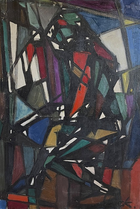 Tableau Art Brut Signé VANHONSEBROUCK - Peinture Acrylique Abstraite - Singulier