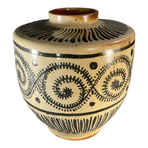PIERRE PAULUS, Large ceramic Art Deco African vase, Bouffioulx earthenware stoneware, ca 1930