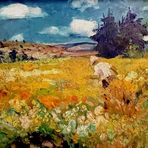 Robert Crommelynck "Paysage de Fagne animé", impressionist painting, ca 1947