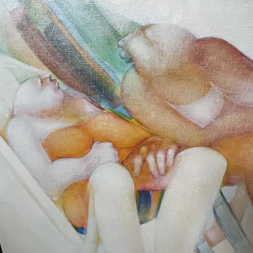 SIMONE TOUSSAINT " instantané du bord de mer ", Tableau 70x100cm, ca 1980