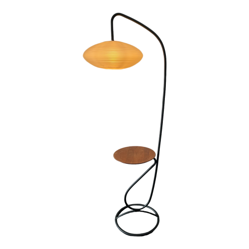 Mathieu Matégot (attributed), floor lamp ( lamp & table ) tubular metal, ca 1960