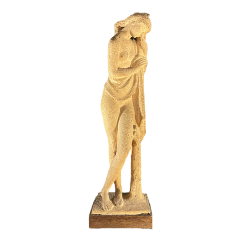 ALPHONSE DARVILLE " Draped nude woman " terracotta sculpture, unique piece, 1959