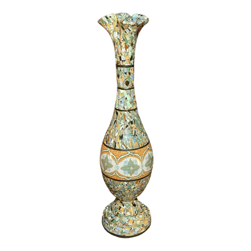 JEAN GERBINO pour VALLAURIS (46cm) grand vase céramique, technique mosaïque nériage, 1930s