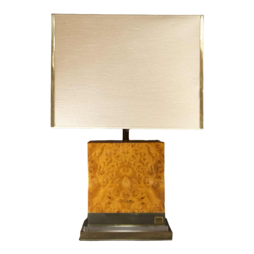 Jean Claude Mahey - Table lamp, ebony wood, brass, Hollywood Regency 60s