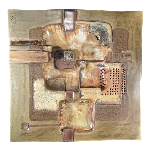 Jean-Michel SAVARY, abstract brutalist ceramic sculpture, glazed stoneware, 20th century