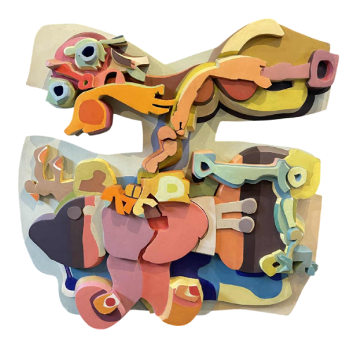 BERNARD DESFRERE ‘Etendard’ COBRA movement 1974, large painting / wall relief sculpture