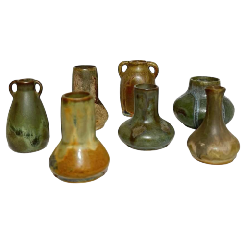 Denbac & Charles Greber, suite de 7 vases miniatures en grès, France début XX