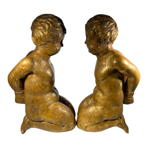 Paire d'angelots baroques sculptés en bois doré, Italie / Espagne, vers 1600