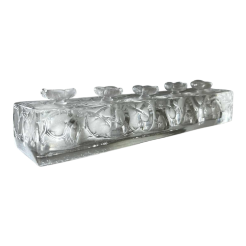 RENÉ LALIQUE 'La Renommée d'Orsay' présentoir testeur / 5 flacons de parfum, verre pressé moulé, ca 1920