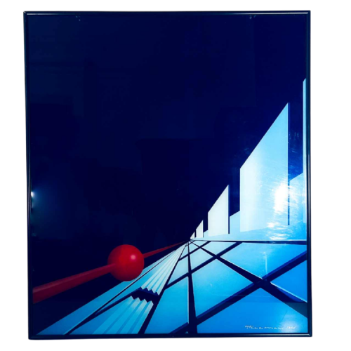 PATRICE PLACEMAN ''Boule rouge" peinture églomisé huile sous plexiglass, 1996