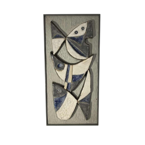 Frans Tuinstra, sculpture abstraite / cubiste bas-relief en céramique, 1972