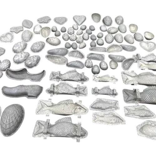 Important set of antique metal chocolate molds, ca 1900