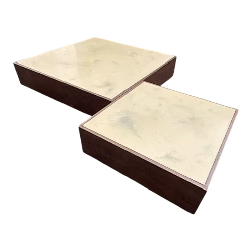 JEF VERBRAK, set of 2 coffee tables (paintings) in Wenge wood, modernist minimalist design, ca 1970